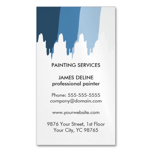 Simple Blue Patterned Professional Painter Business Card Magnet