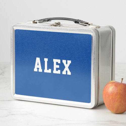 Simple Blue Personalized Back to School Metal Lunch Box