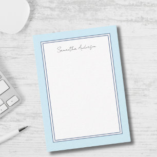 Simple Blue Personalized Flat Note Card