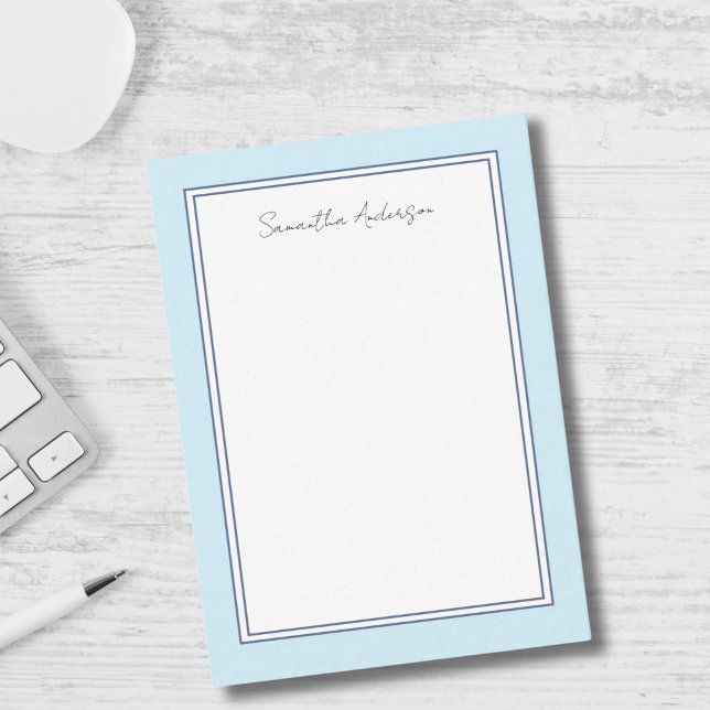 Simple Blue Personalized Flat Note Card (Creator Uploaded)