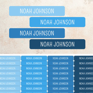 Simple Blue Personalized Name Kids' Labels