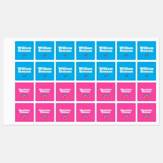 Simple Blue Pink Girl Boys Kids School Clothing Kids' Labels
