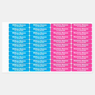 Simple Blue Pink Girl Boys Kids' School Clothing Labels