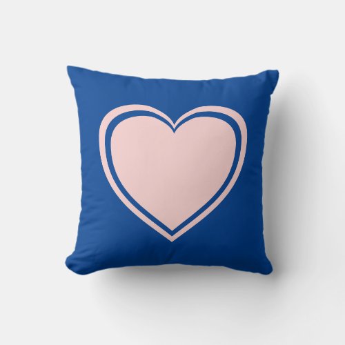 Simple Blue Pink Heart Valentines Day Throw Pillow