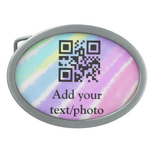 Simple blue pink watercolor add your text name q r belt buckle