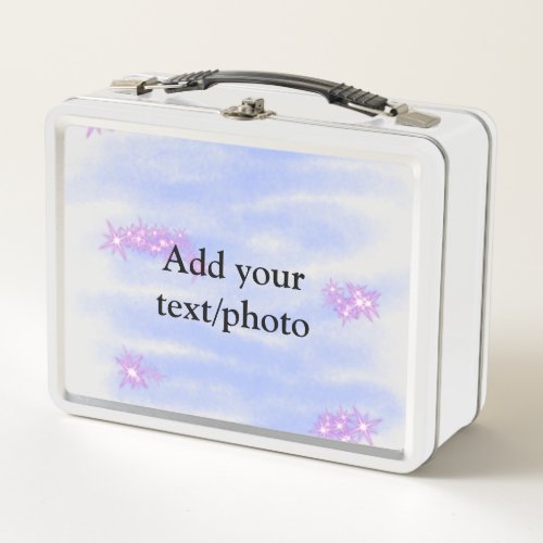 Simple blue pink watercolor add your text name  th metal lunch box