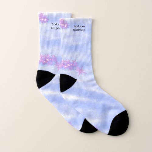 Simple blue pink watercolor add your text name  th socks