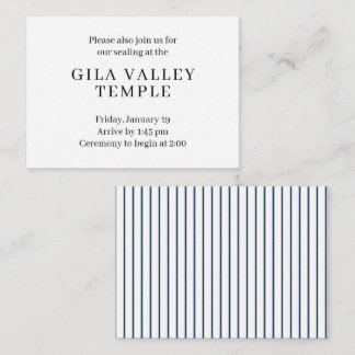 Simple Blue Pinstripes Temple Sealing Invitation