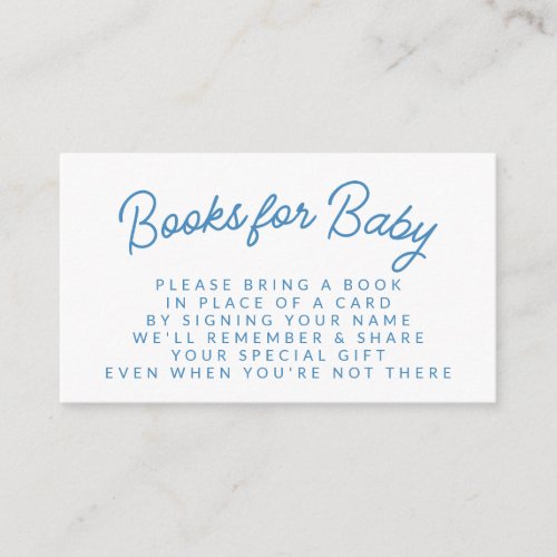 Simple Blue Playful Book Request Baby Shower Enclosure Card
