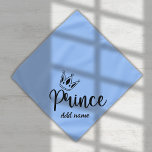 Simple blue Prince typography with crown Bandana<br><div class="desc">The minimal design of this blue bandana with Prince with crown typography is ideal for pet lovers. Your pet,  dog,  cat can wear it to a baby shower or maybe your pet feels and acts like a prince. Write his name on the bandana and personalize it.</div>