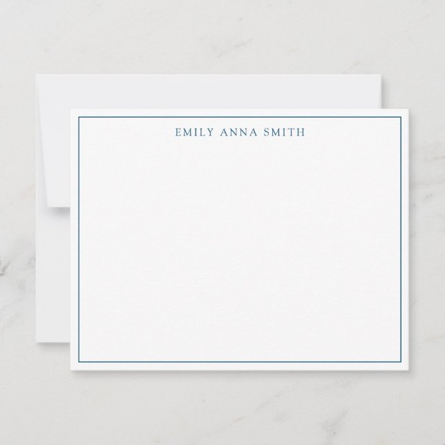 Simple Blue Professional Border Note Card (Front)