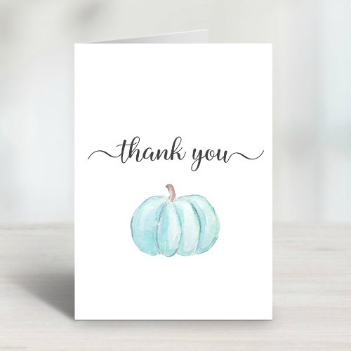 Simple Blue Pumpkin Baby Boy Shower Thank You Card