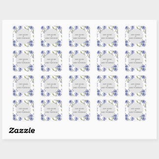 simple blue & purple florid square sticker