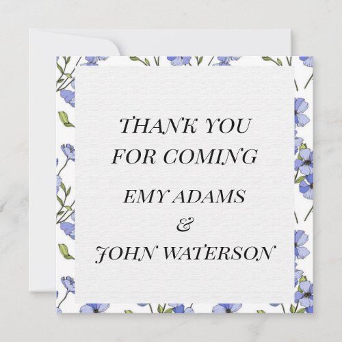 simple blue  purple florid thank you card