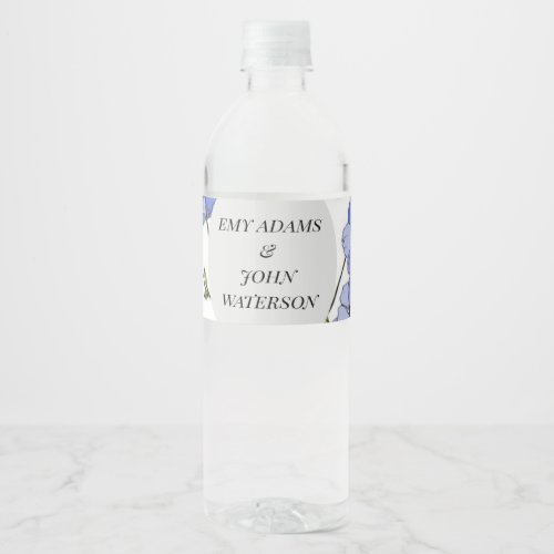 simple blue  purple florid water bottle label