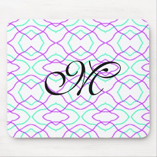 Simple blue purple watercolor lines wavy add name  mouse pad