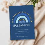 Simple Blue Rainbow Candles Love & Light Hanukkah Holiday Card<br><div class="desc">If you need any further customisation please feel free to message me on yellowfebstudio@gmail.com.</div>