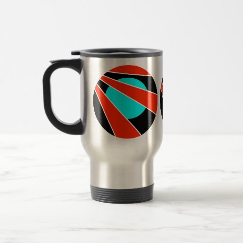 Simple blue red circle lines pattern strong colors travel mug