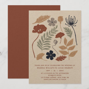 Simple Blue Redwood Flowers Floral Modern Wedding Invitation