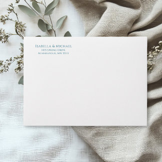 Simple Blue Return Address Wedding Envelope