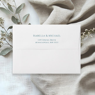 Simple Blue Return Address Wedding Envelope