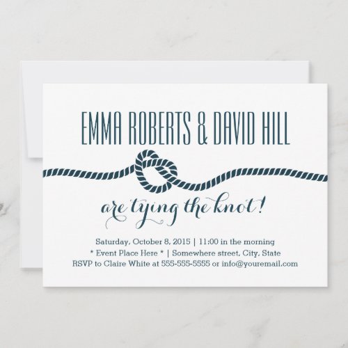 Simple Blue Rope Knot Wedding Invitations 5" X 7" Invitation Card