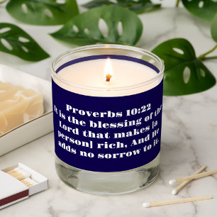 Simple Blue Scripture Bible Verse Proverbs 10:22 Scented Candle