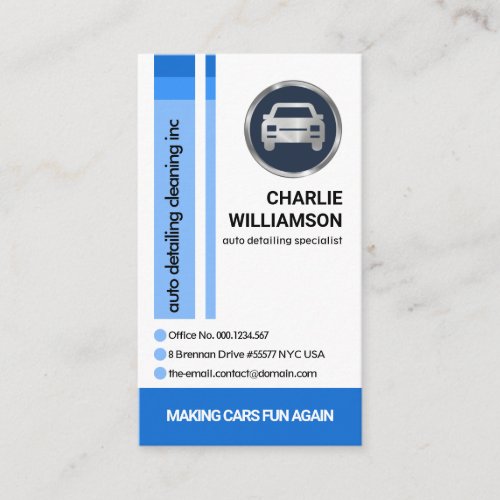Simple Blue Shade Stripes Auto Car Wash Detailing Business Card