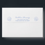 Simple Blue Shell Return Address Bridal Shower Envelope<br><div class="desc">Simple and elegant return address envelopes featuring a minimalist shell on the reverse and a wide striped liner. Perfect for nautical-inspired bridal or baby showers. Personalize your invitations with these charming,  custom designs.</div>