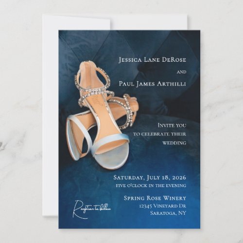 Simple Blue Shoes Wedding Invitation