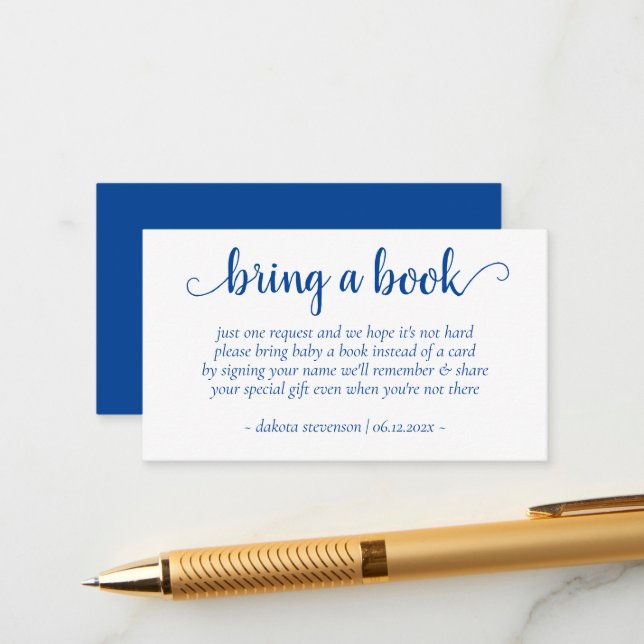 Simple Blue Shower | Cerulean Bring a Book Enclosure Card (Front/Back In Situ)