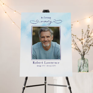 Simple Blue Skies Clouds In Loving Memory Funeral Foam Board