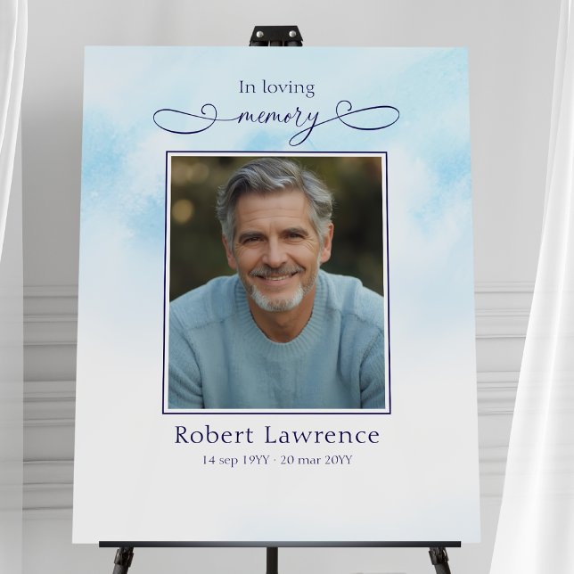 Simple Blue Skies Clouds In Loving Memory Funeral Foam Board (Creator Uploaded)