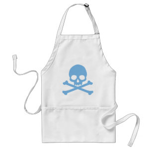 Simple Blue Skull and Crossbones Adult Apron
