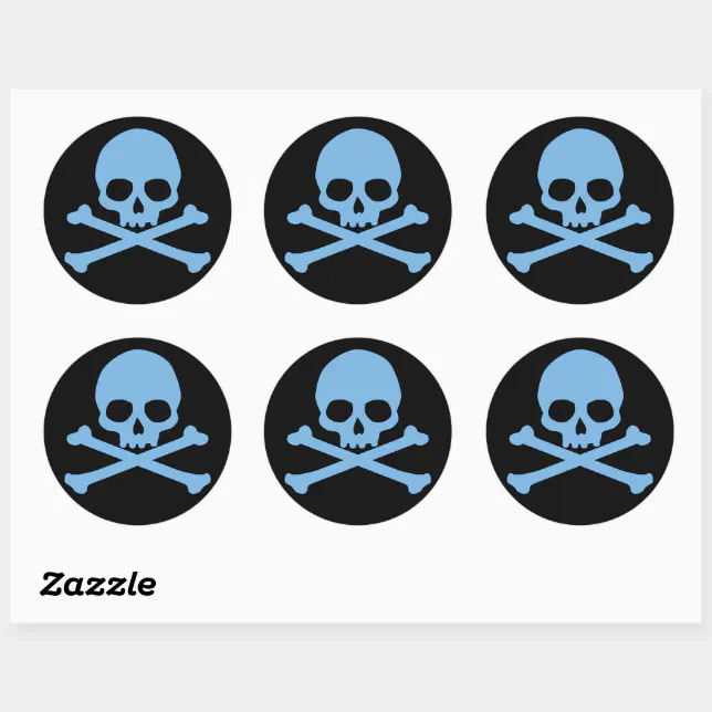 Simple Blue Skull and Crossbones Classic Round Sticker | Zazzle