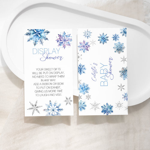 Simple Blue Snowflake Baby Shower Display Shower Enclosure Card