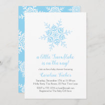 Simple Blue Snowflake Elegant Baby Shower Invitation