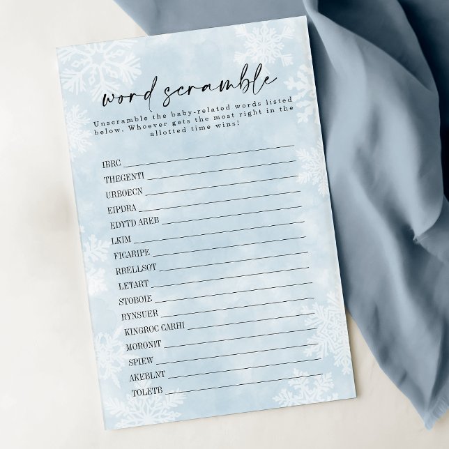 Simple Blue Snowflakes Baby Word Scramble Game (Creator Uploaded)