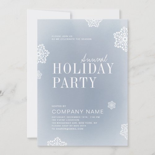 Simple Blue Snowflakes Holiday Party Invitation