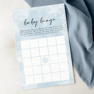 Simple Blue Snowflakes Winter Baby Bingo Game