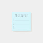 Simple Blue So Grateful Typography Gratitude List Post-it Notes