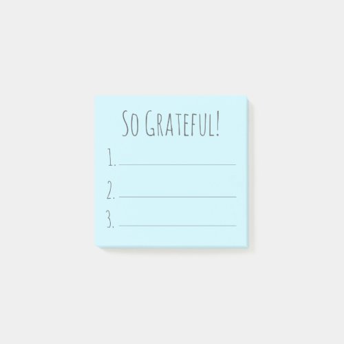 Simple Blue So Grateful Typography Gratitude List Post-it Notes