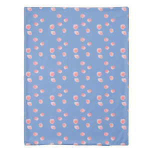 Simple Blue Soft Red Rose Petals Flower Pattern Duvet Cover