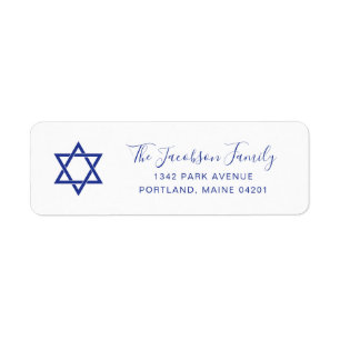 Simple Blue Star of David Hanukkah Return Address Label