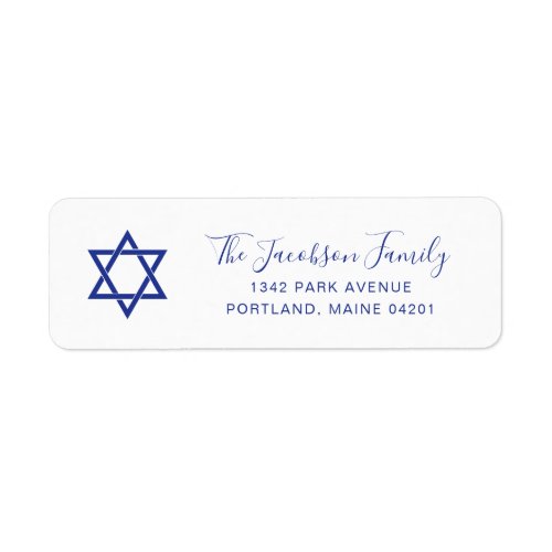 Simple Blue Star of David Hanukkah Return Address Label