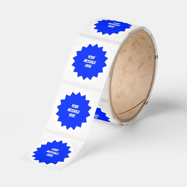 Simple Blue Starburst  Classic Round Sticker (Roll)