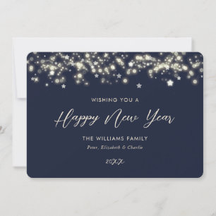Simple Blue Stars Happy New Year Card