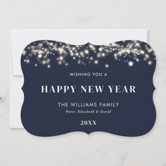 Simple Blue Stars Happy New Year Card