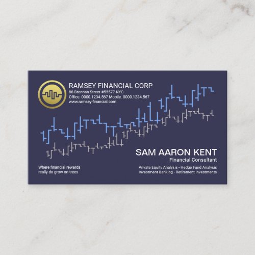 Simple Blue Stock Exchange Graph Wave Financial Business Card