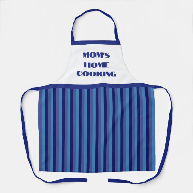 Simple Blue Stripe Mom's Home Cooking Apron (Front)
